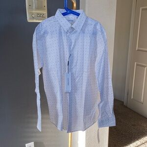 Calvin Klein Men's Light Blue Polka Dot Shirt